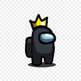 HD Among Us Black Crewmate Character With Crown Hat PNG