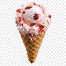 HD Cherry Strawberry Ice Cream Cone PNG