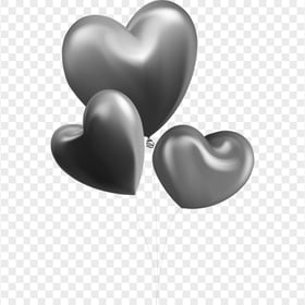 HD Three Grey Silver Balloons Hearts Valentine Love PNG