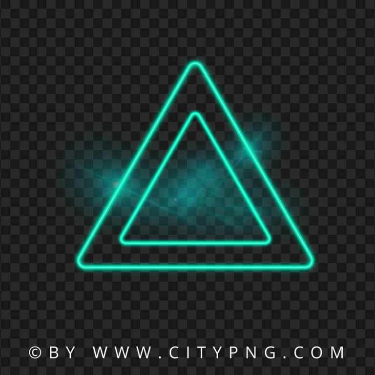 Neon Blue Green Double Triangle With Flare Effect PNG