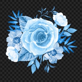 Blue Watercolor Painting Flower Rose FREE PNG