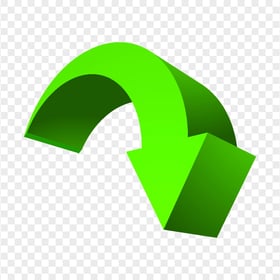 HD Green 3D Curved Arrow Pointing Down PNG