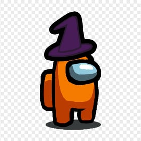HD Orange Among Us Character With Witch Hat Halloween PNG