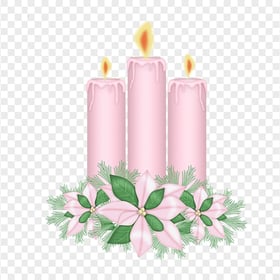 Pink Three Christmas Candles FREE PNG