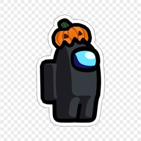 HD Black Among Us Character Pumpkin Hat Stickers PNG