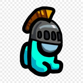 HD Cyan Among Us Mini Crewmate Character Baby Knight Helmet PNG