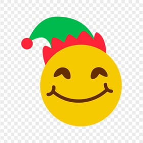 Emoji Yellow Face Wearing Elf Hat PNG