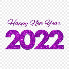 Download Purple Glitter Happy New Year 2022 PNG