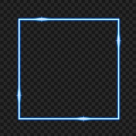 HD Blue Neon Square Border Frame PNG
