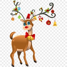 HD Christmas Cartoon Reindeer Horns Decorated PNG
