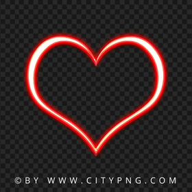 Glowing Neon Love Red Heart Frame PNG