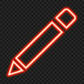 Glowing Red Neon Pencil Icon PNG