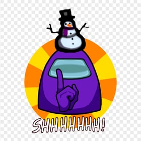 HD Purple Among Us Crewmate Shhh Logo With Snowman Hat PNG