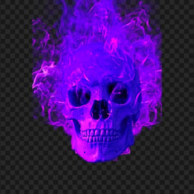 Skull Skeleton Head On Purple Fire HD PNG