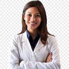 Brown Female Doctor White Coat Smiling