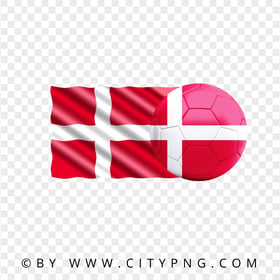 HD Denmark Flag With Soccer Football Ball PNG