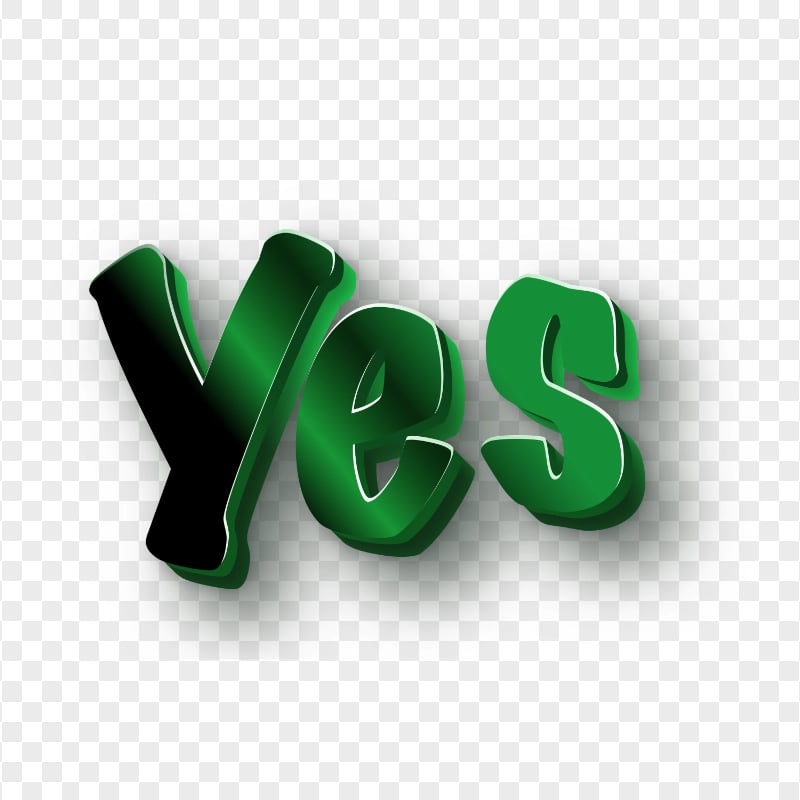 Download 3D Green Yes Word Text PNG