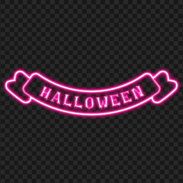 Pink Halloween Neon Ribbon Banner Logo