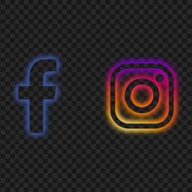HD Facebook Instagram Neon Logos Icons PNG