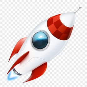 HD Cartoon Illustration Space Rocket Flying PNG