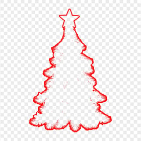 HD Red Outline Decorated Christmas Tree Clipart Silhouette Shape PNG