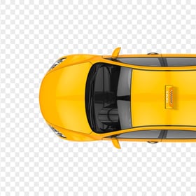 Cartoon Illustration Yellow Taxi Cab Top View PNG