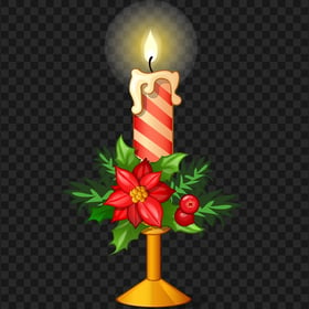 FREE Burning Christmas Candle Illustration PNG