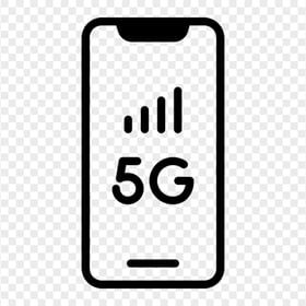 5G Smartphone Black Outline Icon PNG