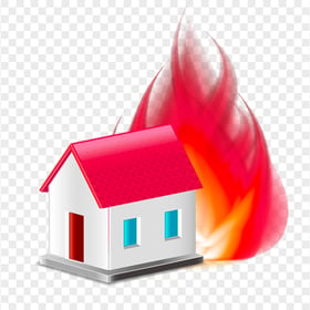 Vector Cartoon House Flame Icon PNG