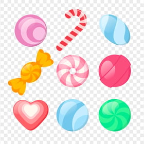 HD Candies Lollipops Vector Cartoon Collection PNG