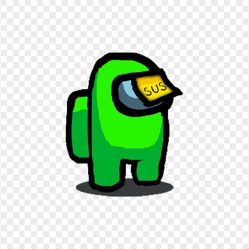 HD Among Us Lime Crewmate Character With Sus Sticky Note Hat PNG