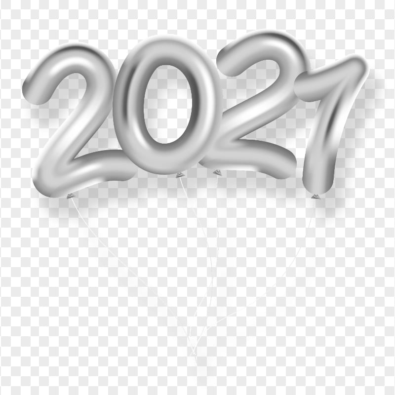 HD Silver 2021 Clipart Text Balloons Flying Logo PNG