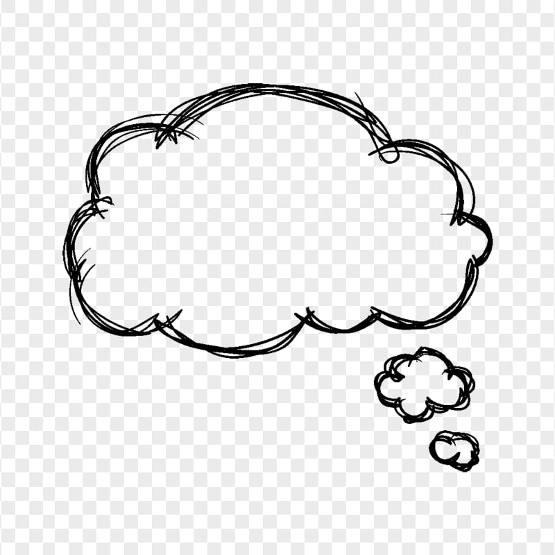 HD Black Sketch Drawing Cloud Thinking PNG