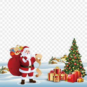 PNG Santa Claus Illustration Christmas Snowy Scene