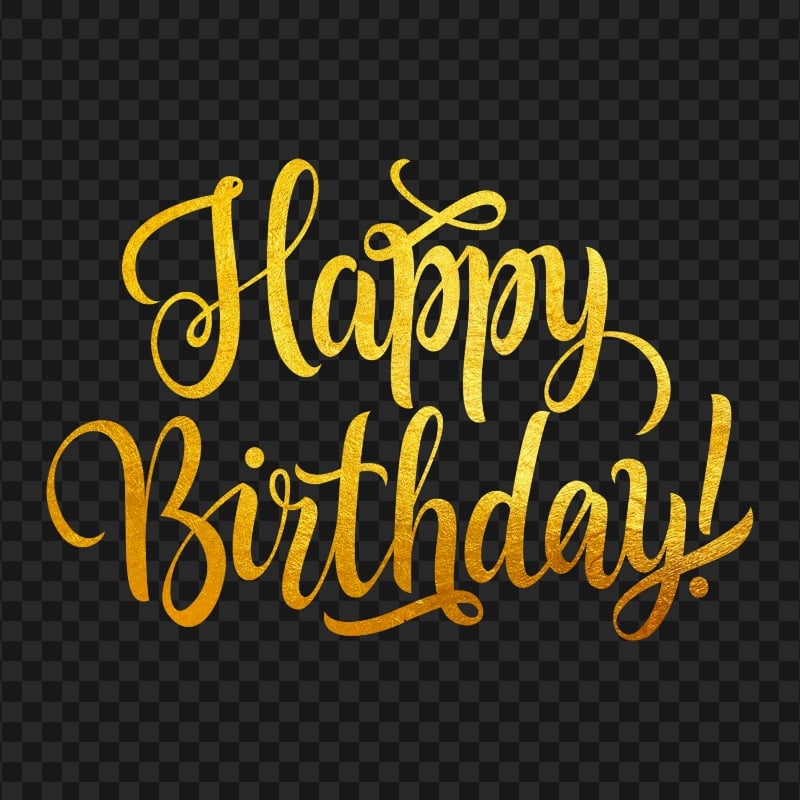 HD Gold Happy Birthday Calligraphy Text Words PNG