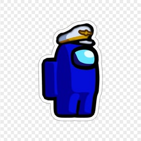 HD Among Us Crewmate Blue Character With Captain Hat Stickers PNG