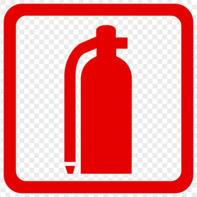 Transparent Red Fire Extinguisher Square Sign Icon