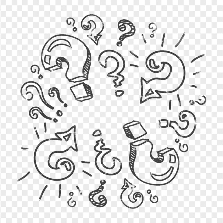 Question Marks White Sketch Drawing Pattern Doddle PNG | Citypng