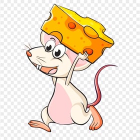 Cartoon Mouse Rat Holding A Piece Of Cheese PNG