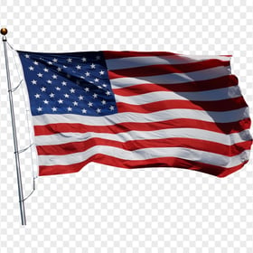 Real United States Waving Flag On Pole