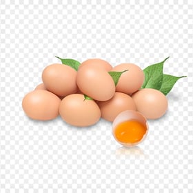 HD Raw Brown Chicken Eggs and Herbs Transparent PNG