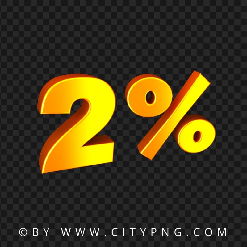 2% Two Percent Yellow Orange Text PNG