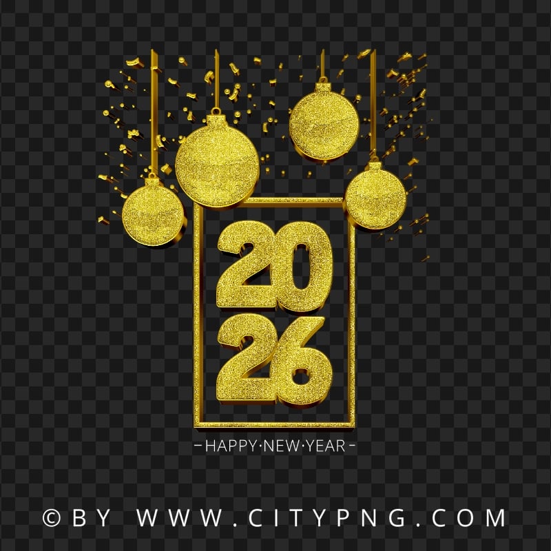 Gold Glitter Luxury 2026 Happy New Year HD PNG