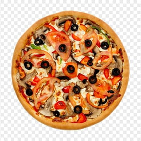 Tasty Mushroom Pizza Top View Italian Food HD PNG