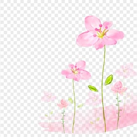 Download HD Painted Pink Watercolor Flowers PNG