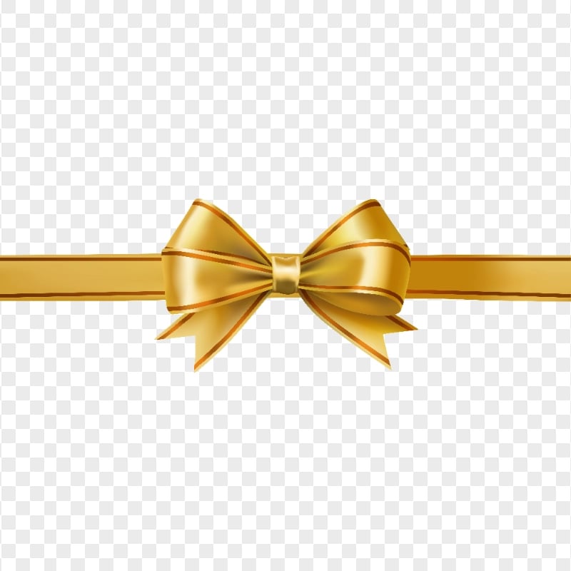 HD Golden Bow Tie Ribbon Transparent Background