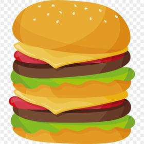 Cartoon Illustration Juicy Hamburger Cheeseburger