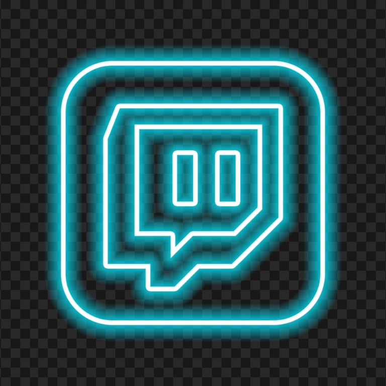 HD Twitch Neon Light Blue Square App Icon PNG