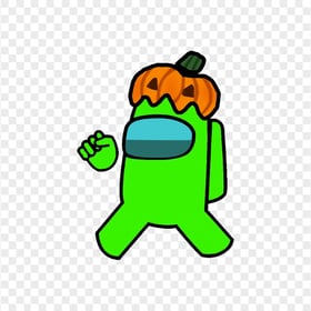 HD Lime Among Us Crewmate Character With Pumpkin Hat PNG