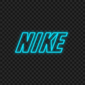 HD Blue Outline Neon Nike Text Logo PNG